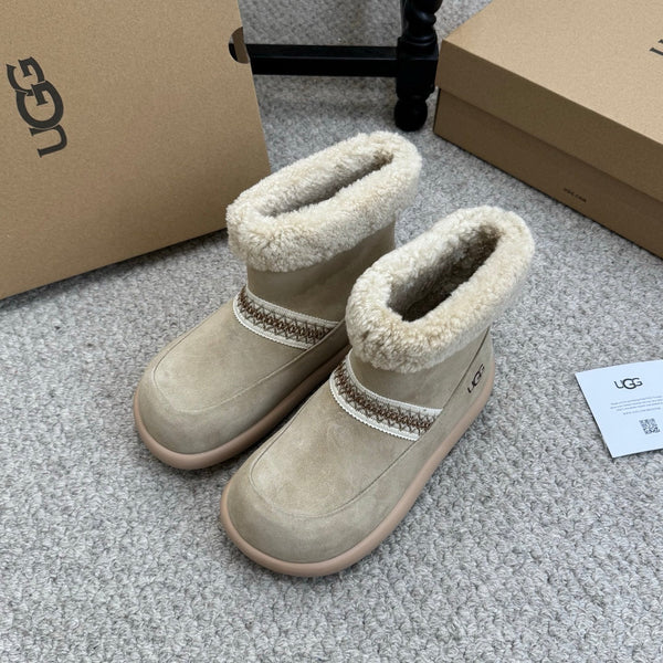 UGG 25ss Ankle Boots Taupe Sheep Fur Suede 523105