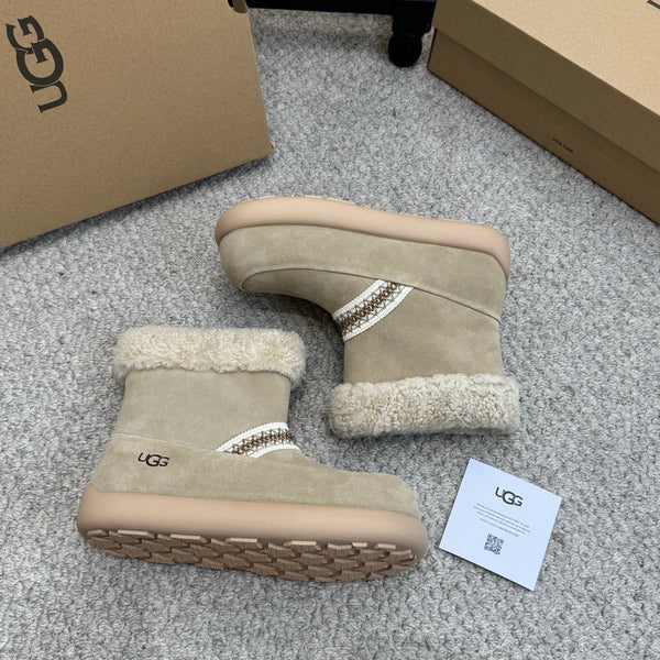 UGG 25ss Ankle Boots Taupe Sheep Fur Suede 523105