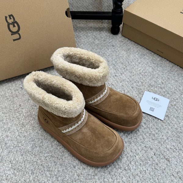 UGG 25ss Ankle Boots Brown Sheep Fur Suede 523106