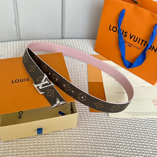 PRETTY LV 30MM REVERSIBLE BELT IN LIGHT PINK CALFSKIN SILVER HARDWARE
