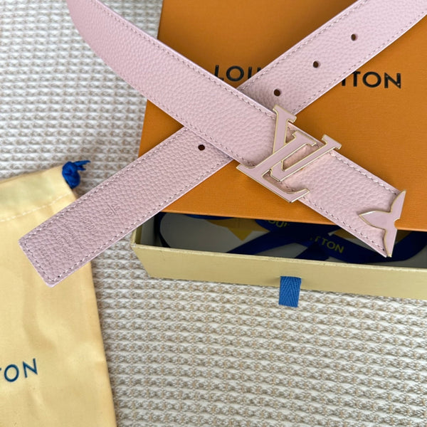 Pretty LV 30mm Reversible Belt Pink Gold Buckle Pink Brown Leather