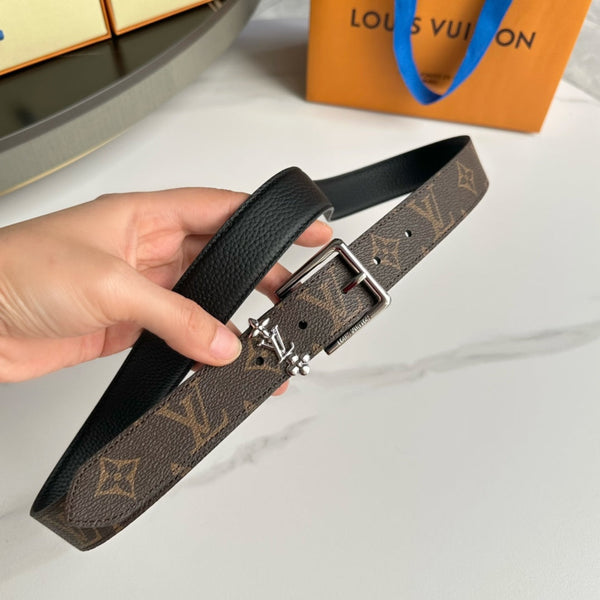 LV BLOOM 30MM BELT IN BROWN MONOGRAM CALFSKIN SILVER HARDWARE