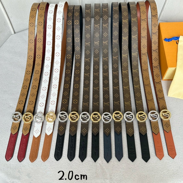 LV Circle Nautical 20mm Reversible Belt Gold Buckle Tan White lambskin