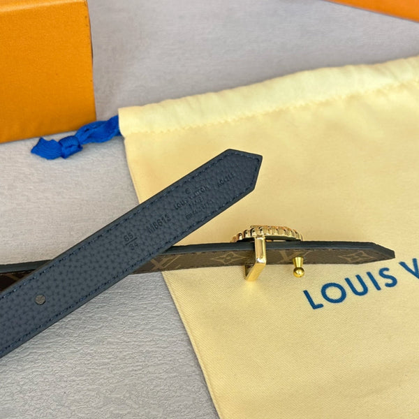 LV S-LOCK BELT 20 MM IN NAVY BLUE CALFSKIN AND CIRCLE GOLD HARDWARE