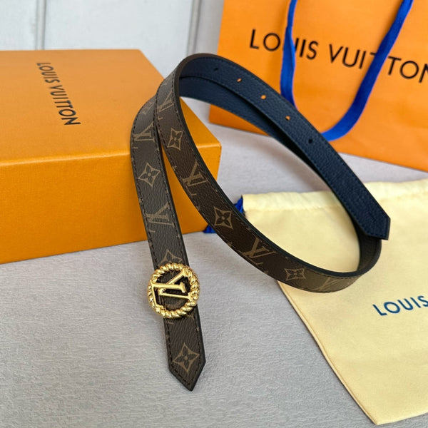 LV S-LOCK BELT 20 MM IN NAVY BLUE CALFSKIN AND CIRCLE GOLD HARDWARE