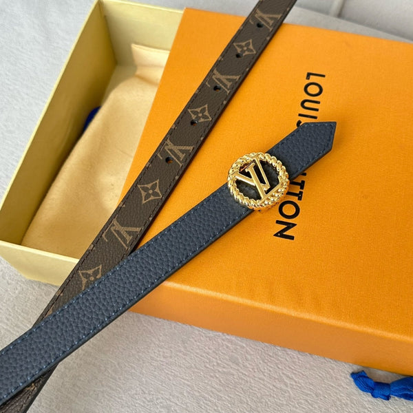 LV S-LOCK BELT 20 MM IN NAVY BLUE CALFSKIN AND CIRCLE GOLD HARDWARE