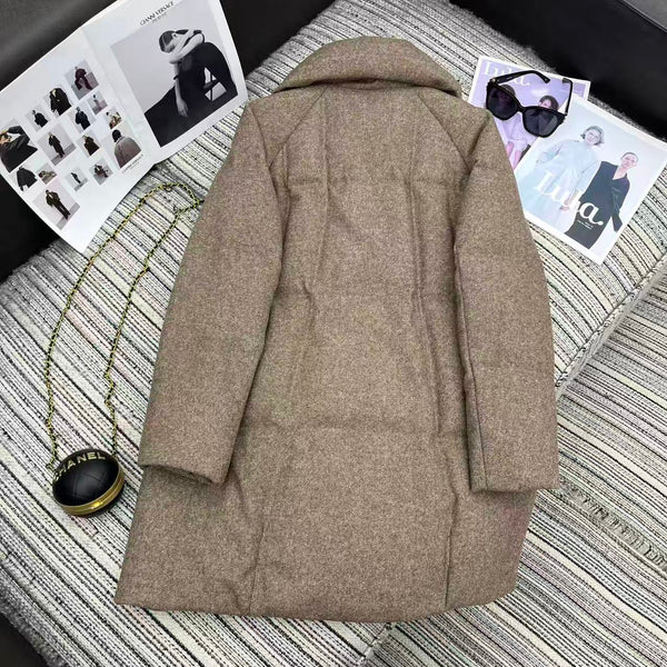 LP 25 Mid-Length Jacket Light Brown Wool Fabric Down 308182
