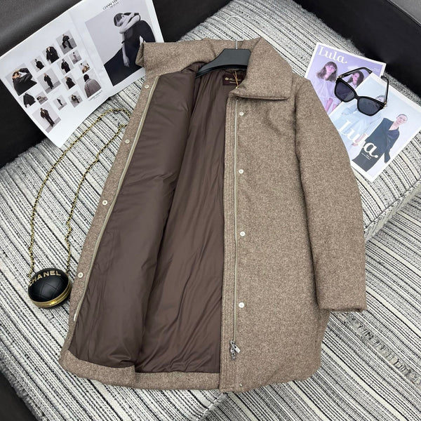 LP 25 Mid-Length Jacket Light Brown Wool Fabric Down 308182