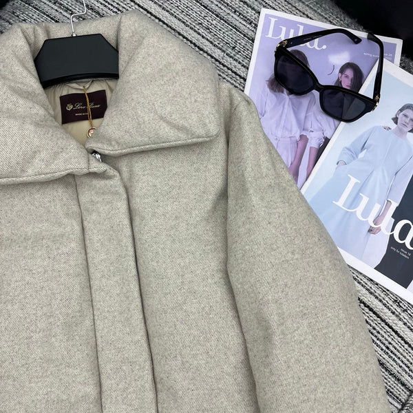 LP 25 Mid-Length Jacket Ivory Wool Fabric Down 308184