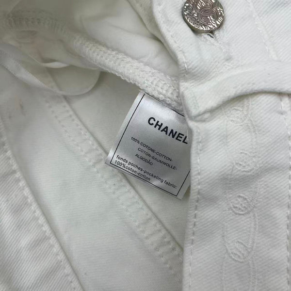 CC Ready-to-Wear Wide-leg White Denim Jeans 349030
