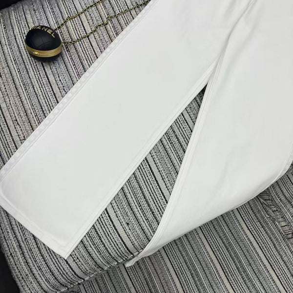 CC Ready-to-Wear Wide-leg White Denim Jeans 349030