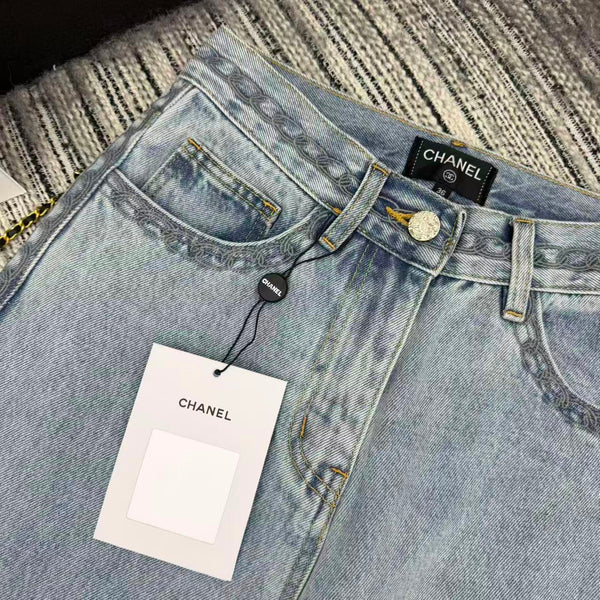 CC Ready-to-Wear Wide-leg Light Blue Denim Jeans 349031