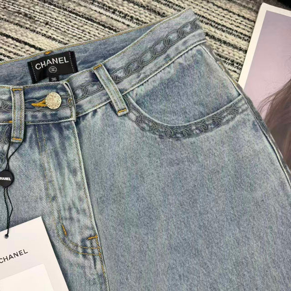 CC Ready-to-Wear Wide-leg Light Blue Denim Jeans 349031