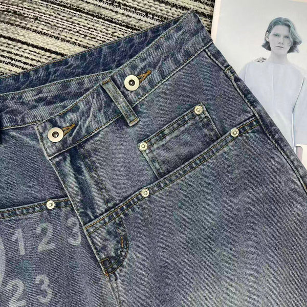 MM6 Curved Wide-Leg Pants Light Wash Baggy Denim 387961