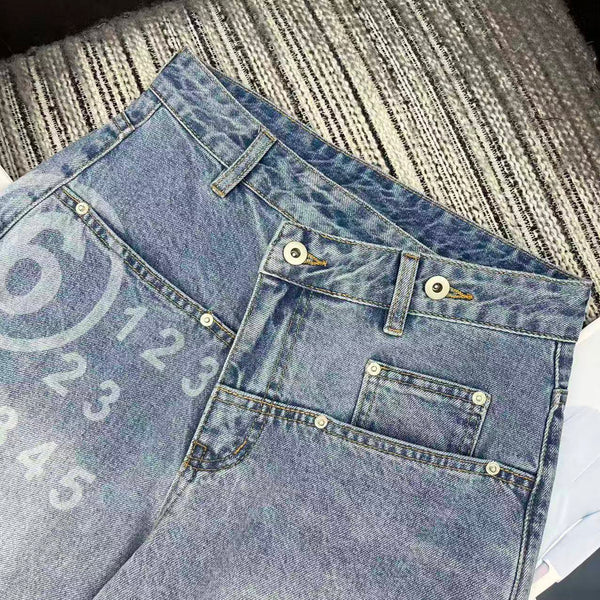 MM6 Curved Wide-Leg Pants Light Wash Baggy Denim 387961