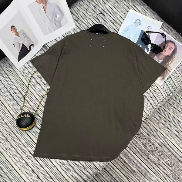 MM6 Crew Neck Short-Sleeved T-Shirt Taupe Cotton 387960