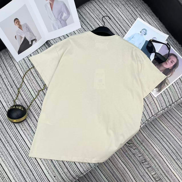 MM6 Crew Neck Short-Sleeved T-Shirt Beige Cotton 387959