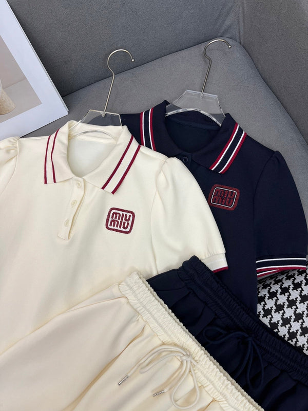 Miu 25C Polo Shirt Mix Short Skirt 228562