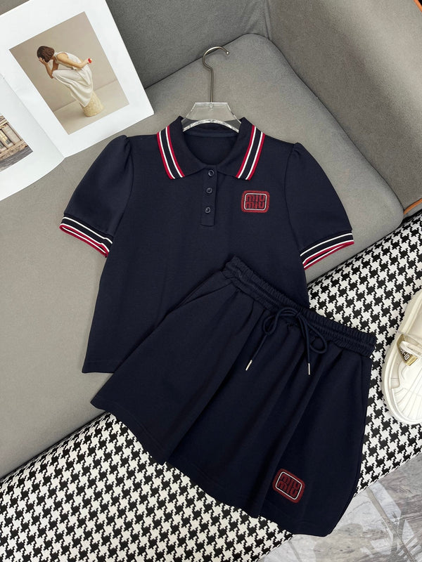 Miu 25C Polo Shirt Mix Short Skirt 228562