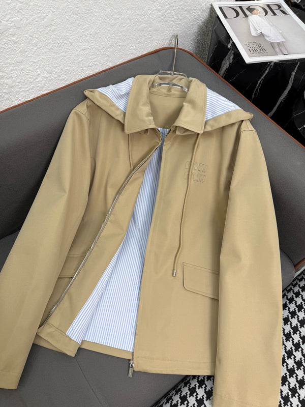 Miu Miu 25 Jacket Dark Beige Polyester 298098