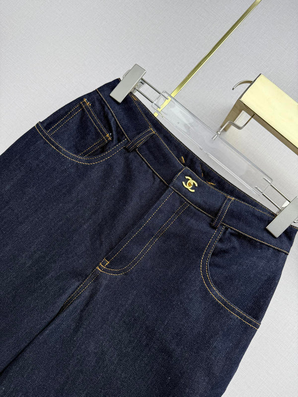Chanel 2026 Straight Leg Jeans Navy Blue Cotton 365077