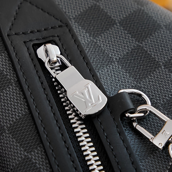 BORSA A TRACOLLA DUO 42 IN TELA DAMIER GRAPHITE GRIGIO NERO