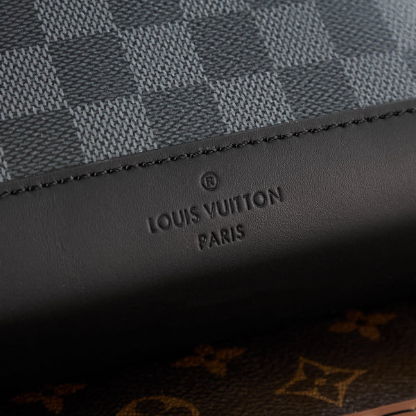 BORSA A TRACOLLA DUO 42 IN TELA DAMIER GRAPHITE GRIGIO NERO