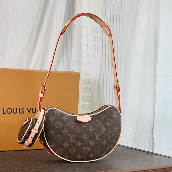 CROISSANT 21 IN TELA MONOGRAM MARRONE