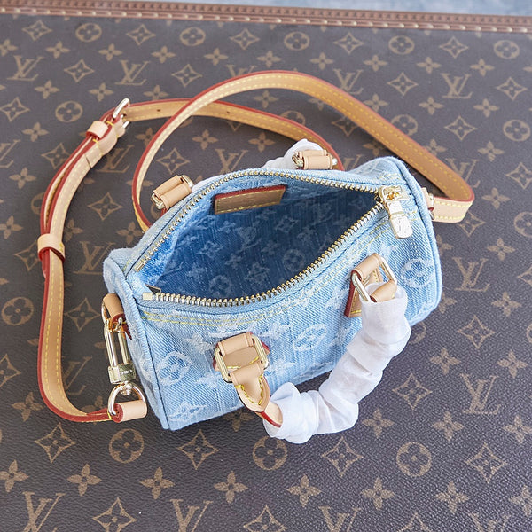 NANO SPEEDY 16 IN DENIM MONOGRAM AZZURRO