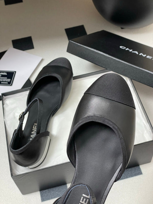 CC 25P Piccola Mary Jane Hollow in pelle di pecora nera grosgrain 247725