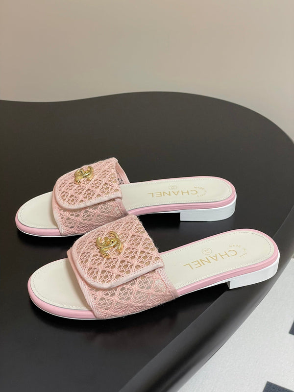 CC 25S Borsa con fibbia Mule Tessuto in pizzo rosa Pelle di pecora bianca 247592