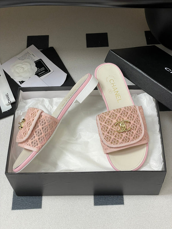 CC 25S Borsa con fibbia Mule Tessuto in pizzo rosa Pelle di pecora bianca 247592