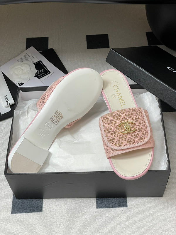 CC 25S Borsa con fibbia Mule Tessuto in pizzo rosa Pelle di pecora bianca 247592