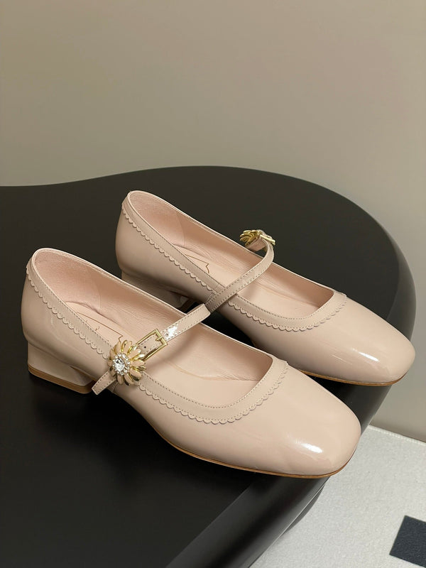 Viv 25 Mary Jane 2.5cm Beige Patent Calf Leather 247889