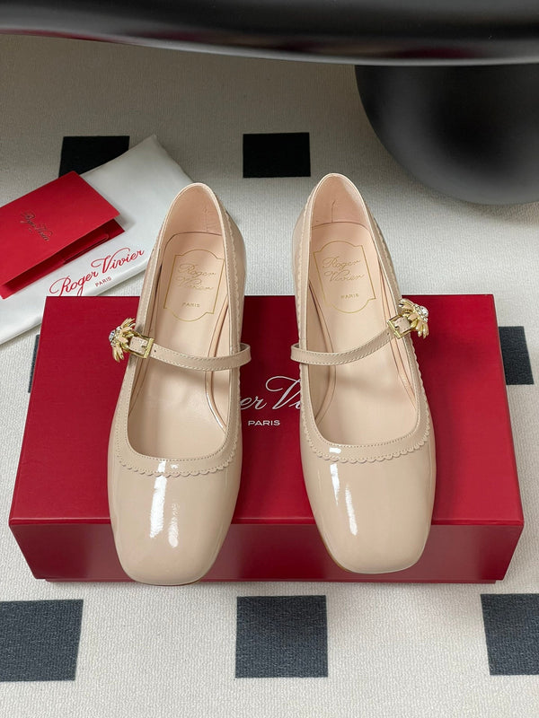 Viv 25 Mary Jane 2.5cm Beige Patent Calf Leather 247889