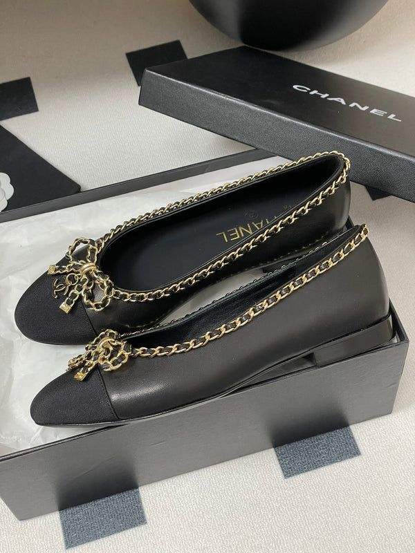 CC 25S 20mm Chain Bow Single Flat Black Sheepskin Grosgrain 247656