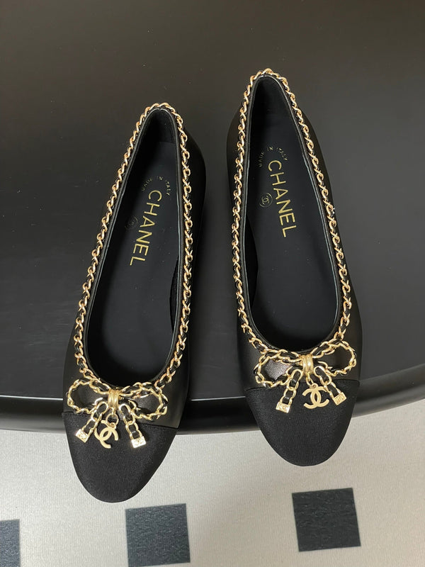 CC 25S 20mm Chain Bow Single Flat Black Sheepskin Grosgrain 247656