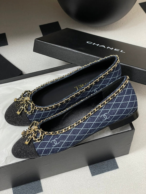 CC 25S 20mm Chain Bow Single Flat Dark Blue Denim Black Grosgrain 247658