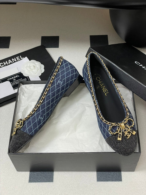 CC 25S 20mm Chain Bow Single Flat Dark Blue Denim Black Grosgrain 247658