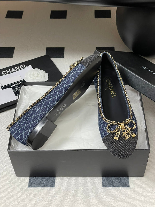 CC 25S 20mm Chain Bow Single Flat Dark Blue Denim Black Grosgrain 247658