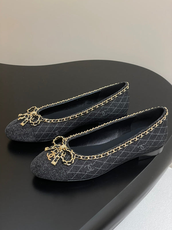 CC 25S 20mm Catena Fiocco Singolo Piatto Nero Denim Nero Grosgrain 247659