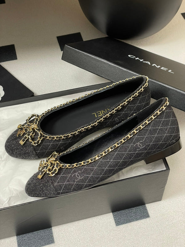 CC 25S 20mm Catena Fiocco Singolo Piatto Nero Denim Nero Grosgrain 247659