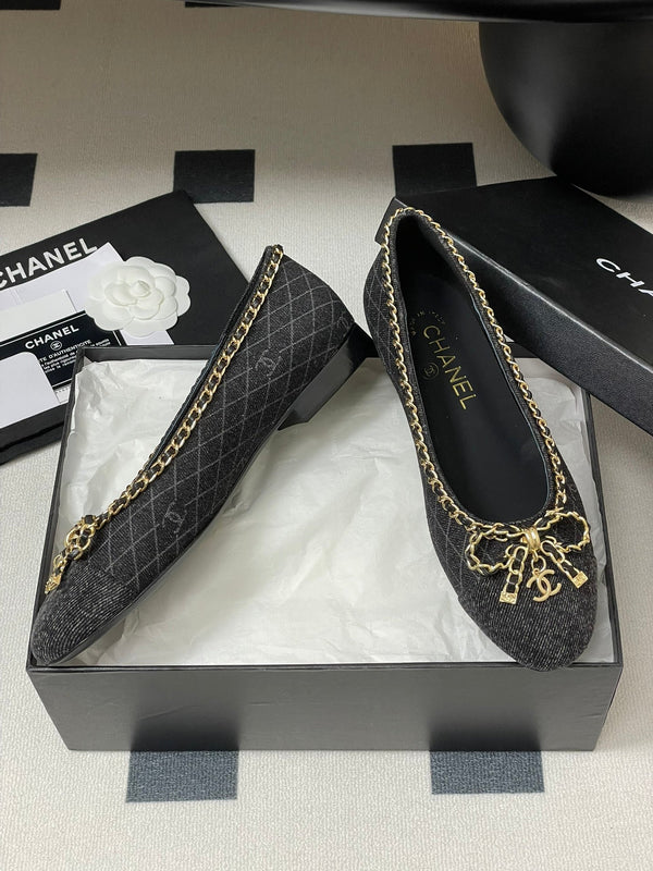 CC 25S 20mm Catena Fiocco Singolo Piatto Nero Denim Nero Grosgrain 247659