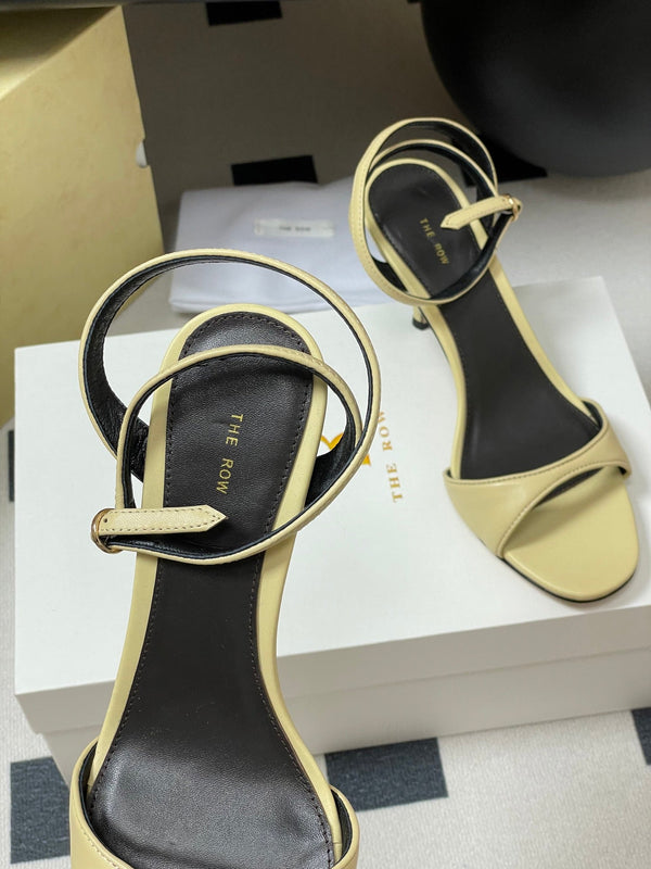 The Row 25S Strap High Heel Sandals 85mm Beige Sheepskin 286191