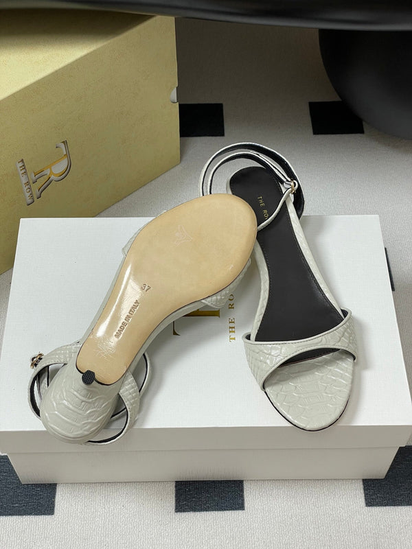 The Row 25S Strap High Heel Sandals 35mm White Snake Pattern Cowhide 286196