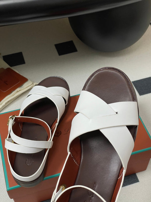 LP Sandal White Brown Cowhide 312171