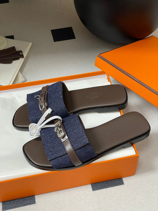 HM Giulia Sandals Blue Denim Calfskin 314022