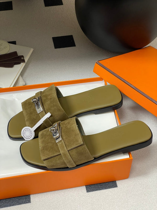 HM Giulia Sandals Moss Brown Calfskin 314024