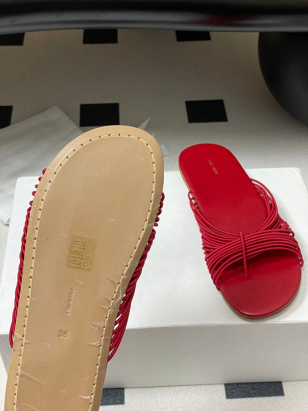The Row Sara Slide Sandal In Red Elastic And Leather 345203