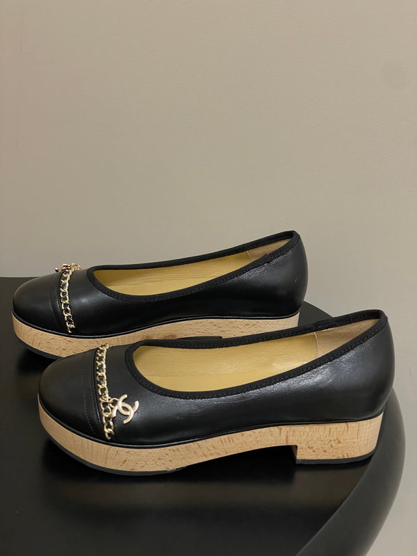 CC 25A Chain CC Thick-Soled Shoe 40mm Black Sheepskin 393956